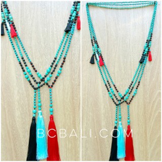 turquoise stone larva tassel necklace new design wholesale free shipping